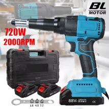 720W 20000N Pistola per rivetti elettrica senza spazzole Utensile elettrico Pistola per dadi per rivetti a batteria Rivettatura automatica per Makita 18V Batteria Pin
