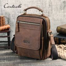 Borsa a tracolla da uomo in pelle di cavallo pazzo CONTACT'S borse da uomo Vintage per 7.9 "iPad borse a tracolla di alta qualità borsa a tracolla Tote