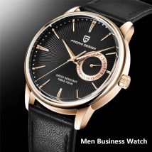 PAGNI DESIGN-reloj de cuarzo deportivo para hombre, cronógrafo de negocios a la moda, resistente al agua, de cuero, de pulsera, dorado