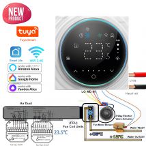 Termostato intelligente programmabile Wi-Fi TUYA, controllo del riscaldamento e del raffreddamento con interruttore a valvola a contatto secco, display LED digitale, ventilatore a tre velocità a 2 o 4
