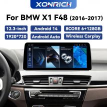 12.3 pollici Wireless Carplay 1920*720P Android 14 lettore multimediale per auto per BMW X1 F48 2016 2017 sistema NBT controllo vocale 4G LTE