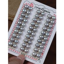 1pair Half Drilled Freshwater Pearls Beads For Jewelry Making Earrings Women Half Hole 8-9mm Gray Button Pearl Bead Wholesale