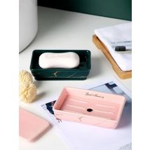 Light Luxury Soap Holder Ceramic Rectangle Household Bathroom Accessories Soap Dish Holders Restroom Organizer Kitchen Storage