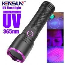 Leistungsstarke 365 nm UV-Taschenlampe, schwarzes Licht, schwarzer Spiegel, violettes Licht, Erkennungs-Taschenlampe, USB C, wiederaufladbar, UV-26650-Lampe
