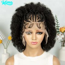 Afro verworrene lockige geflochtene Perücken mit Babyhaar, synthetische Vollspitze-geflochtene Perücken, lockige geflochtene Perücke mit Cornrow-Zöpfen für Frauen
