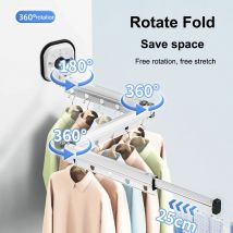 Zusammenklappbarer Wäscheständer, kein Stanzen, keine Installation, dehnbarer Kleiderbügel, Wandsauger, einziehbarer Kleiderbügel, Wäscheleine