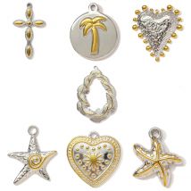 3 teile/los Edelstahl Zwei Ton Kreuz Herz Seestern Anhänger Charms für DIY Schmuck Machen Halskette Ohrring Zubehör