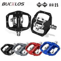 Pedały BUCKLOS MTB Bike Flat Pedal Platform Bearing Dual Function Fit SPD System Aluminum Alloy Mountain Bike Pedal Bicycle Part