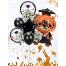 10 Stück Woo Hoo Star Bear Doctor Folienballons Set Clearing Confetti Latexballon Klasse des Abschlussballs 2024 Abschlussfeierdekorationen