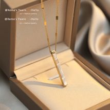 2020 neue titanium stahl farbe schnelle kette shell lange anhänger halskette für frauen mode luxus mädchens schlüsselbein kette schmuck