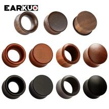 Natural Wood Hollow Ear Tunnel Plugs 8-30mm-Flat Sandalwood Gauges Expander Stretchers Body Jewelry-1Pair Set Gift