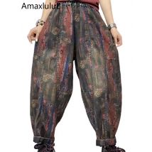 AmaxluluE 2025, Sommer-Damen-Jeans, bedruckt, modisch, für Damen, lockere lässige Denim-Hose, klassische Vintage-Punk-Leoparden-Haremshose
