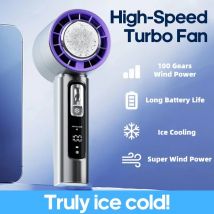 Tragbarer Hand-Turbo-Ventilator, 100 Windgeschwindigkeiten, verstellbarer Mini-persönlicher Ventilator, batteriebetriebener elektrischer Wimpernventilator