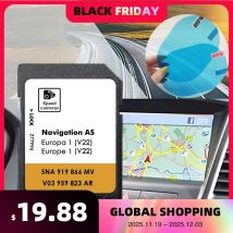 El más nuevo V22 2025 para Volkswagen MIB2 Discover Media Map Sat Navi tarjeta SD Europa con pegatinas antiniebla Reaview