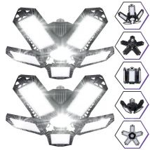 Żarówki LED do garażu, 40W 60W 80W10000LM Super jasne oświetlenie garażu Oświetlenie sklepu LED z regulowanymi panelami, gniazdo śrubowe E27