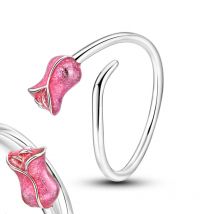 Neue klassische 925 silberne Farbe Tulpen ringe für Frauen funkelnde Ringe Original Zirkon ringe Festival Schmuck Geschenke Valentinstag