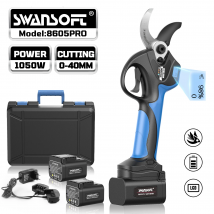 Cesoia elettrica a batteria Swansoft con batteria da 4 Ah, diametro di taglio 40 mm, con LCD