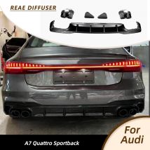 PP-Auto-Heckkörper-Kits, Heckstoßstangen-Diffusorlippe für Audi A7 Sline Quattro Sportback 4-Türer 2019 2020, nicht S7 mit Auspuffspitzen