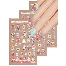1/5/10pcs Penguin Snowflake Heart Nail Stickers Christmas 5D Embossed Nail Art Stickers For Women DIY Manicure Decoration Decals