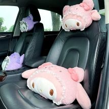 Urocza poduszka pod głowę do samochodu, siedzenia, z motywem kreskówkowym Kuromi, My Melody, Cinnamoroll, Pom Pom Purin, wygodna poduszka, dekoracja domu dla dziewczyn.