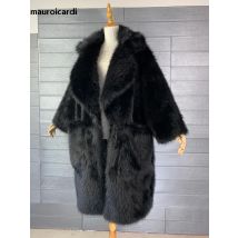 Mauroicardi Winter Lange Schwarz Übergroßen Shaggy Warme Flauschigen Faux Pelzmantel Frauen Taschen Lose Beiläufige Luxus Koreanische Mode 2024