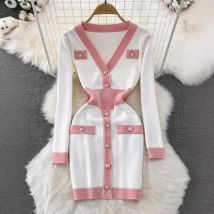 Winter Pullover vestidos feminino Frauen Vintage Langarm Schlank Sexy Bodycon Kleid Koreanische Mode Lässig Robe Femme