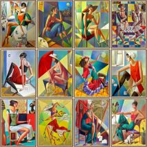 CHENISTORY Modernes Malen nach Zahlen, abstrakte Frau, Zeichnung auf Leinwand, handgemaltes Acrylbild nach Zahlen, Kits, Heimdekoration