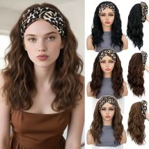 16Inch Synthetic Headband Short Curly Black Brown Highlight Golden Headband Wigs for Women Daily Cosplay Heat Resistant