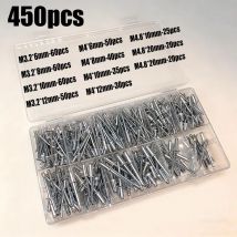 450pcs M3.2 M4 M4.8Aluminum Dome Head Blind Rivet Pop Round Head Pull Rivet Decoration Nail Rivet Exhaust Rivet Pop Pull Rivet