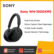 Sony-auriculares inalámbricos WH-1000XM5 con cancelación de ruido, batería de 30 horas, procesador integrado V1, ajuste suave, cuero, 4 micrófonos, nuevo