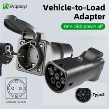 Adattatore di scarica EVqiaoyi Type2 V2L da veicolo a carico con pulsante di spegnimento per Jaecoo 7 BYD MG Renault