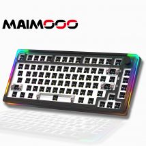MAIMOOO MLK75 75 % Tastatur-Kit, Hot-Swap-fähiges Bluetooth, 2,4 G, kabelgebunden, südkerichtetes RGB-Seitenlicht, DIY, transparentes 82-Tasten-Tastatur-Kit