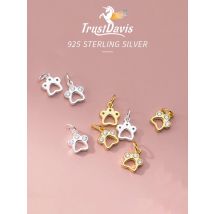 TrustDavis Real 925 Sterling Silver Fashion Cute Cat Claw Charm Pendant Handmade DIY Accessories Fine Jewelry Wholesale DZ1706