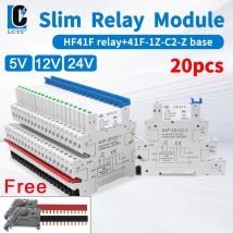 Relè sottile da 20 pezzi HF41F 5V 12V 24V Relè industriale su guida Din con LED 6A SSR 41F-5-ZS 41F-12-ZS 41F-24-ZS