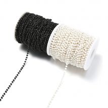 2 Meter lange schwarz-weiße Kristallketten aus Edelstahl für die Herstellung von DIY-Schmuck, Halsketten, handgefertigten, handgefertigten Zubehörteilen