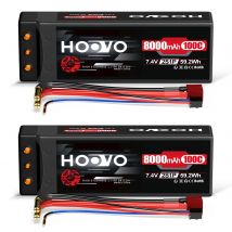 2 pezzi Hoovo 8000mAh 7.4V 2s batteria Lipo 100C RC batteria Hartschale batterie Lipo con spina T da 4.0 mm per RC Car Truck RC Hobby