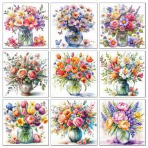 5D Diamond Painting Glass Bottle Flower Diamond Mosaic Kits Suitable for DIY Home Decoration Gifts for Handicraft Enthusiasts
