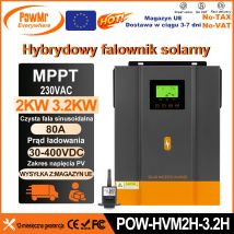 PowMr 3.2KW 24V Hybrydowe falowniki solarne 12V V Pure Sine Wash 80A MPPT Solar Charge Controller