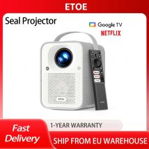 Proyector ETOE Seal, 400 lúmenes ANSI, Google TV, nativo 1080P, enfoque automático. Auto Corrección Keystone, Asistente de Google,