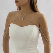 IngeSight.Z Punk Multilayer Kristall Anhänger Schulter Kette für Frauen Sexy Metall Kette Harness Halskette Körper Schmuck Dropshipping