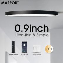 Luz led inteligente MARPOU, luz de techo grande para dormitorio interior de 0,9 pulgadas, lámpara de techo moderna, luz de techo led ultrafina para habitación
