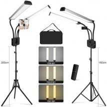 Anillo de luz Led para pestañas, luz de belleza de relleno LED de brazos dobles con trípode de 200cm para maquillaje, vídeo, iluminación fotográfica para Selfie