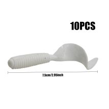 10 bionische Angelköder mit lockigem Schwanz, weiß, aus ultraweichem PVC-Material, schwimmender weicher Köder, geeignet für Karpfen und Barsch usw