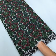 Kalume neueste nigerian ische Baumwoll spitze hochwertige Nigeria bestickte Schweizer Spitze mit Steinen Stoff für Hochzeits kleid f3958