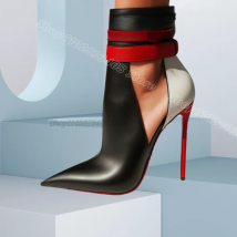 Splicing Matte Leather Sexy Boots Pointed Toe British Style New Fashion Women Spring Party Dance Shoes 2024 Zapatos Para Mujere