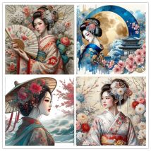 5D DIY Diamant Malerei Kimono Frau Geisha japanischen Stil Kreuzstich Tier Stickerei Diamant Mosaik Kit Strass Geschenke