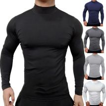 Men's High Collar Sweater Pullover Casual Solid Color Sweaters Long Sleeve Warm Knitted Turtleneck Outerwear