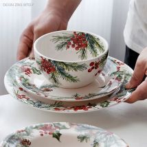 1PC Kreative Küche Keramik Platten Exquisite Weihnachten Geschirr Steak Pasta Salat Platten Hochwertige Keramik Teller
