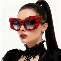 Halloween Dark Gothic Style Large Cat Eye Frame Red Eyeball Dec Sunglasses for Women 2025 Cool Unique Funny Party Shades