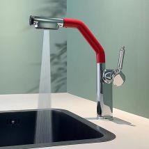 Fashion Kitchen Faucet Rotation Hot and Cold Brass Functions Sink Faucet Mixer Tap Chrome Red Pull Out Sink Mixer
